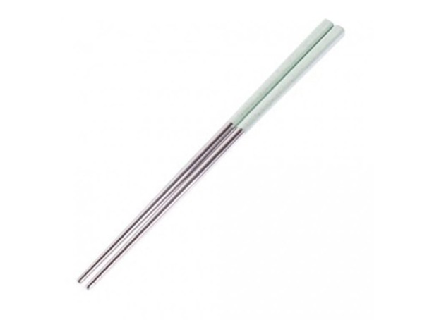 Bacchette da tavola in acciaio inox con manico colorato verde chiaro