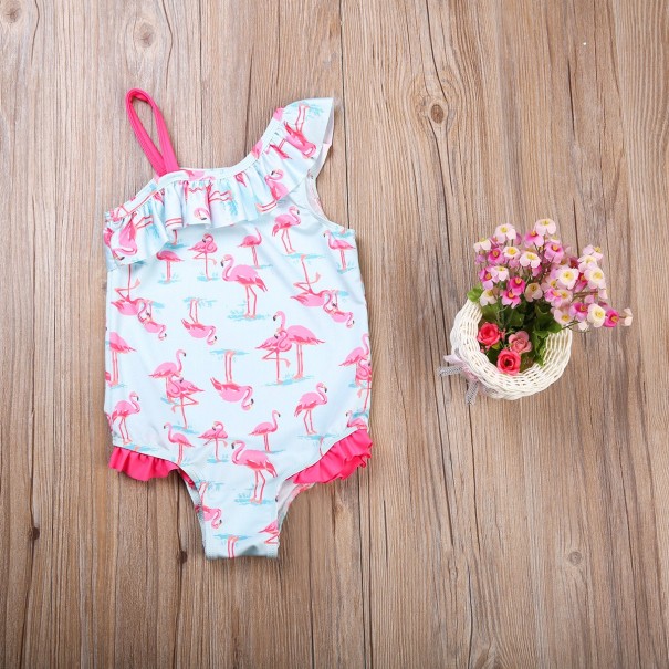 Baddräkt i ett stycke för flickor - Flamingos