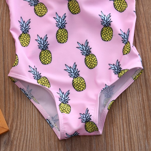 Baddräkt i ett stycke för flickor med ananas - Rosa