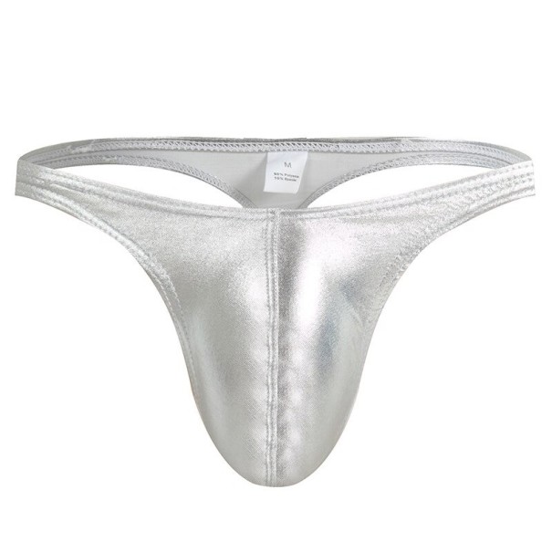 Baddräkt med stringtrosa för män F962 silver M