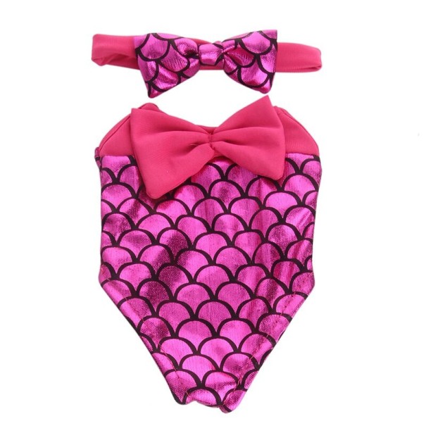 Badebekleidung für eine Puppe mit Meerjungfrauenmuster rosa