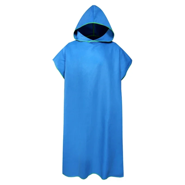 Bademantel mit Kapuze aus Mikrofaser, schnelltrocknend, 109 cm, bequeme Homewear, saugfähiges Material, geeignet für Strand, Wellness, Sauna, Reisen blau