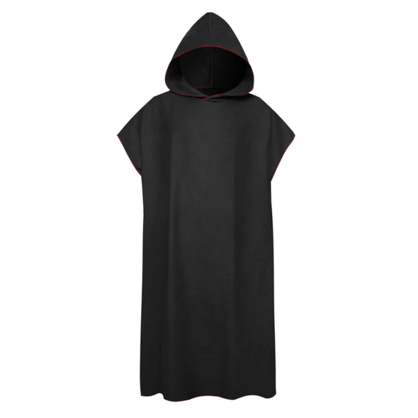 Bademantel mit Kapuze aus Mikrofaser, schnelltrocknend, 109 cm, bequeme Homewear, saugfähiges Material, geeignet für Strand, Wellness, Sauna, Reisen schwarz