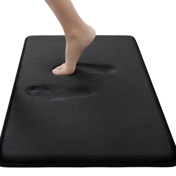 Badezimmer saugfähige Matte 50 x 80 cm mit Fleece-Oberfläche und rutschfester Unterseite, Dicke 1,2 cm, weiche Matte vor Badewanne und Dusche schwarz