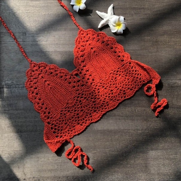 Badpaktop voor dames baksteenrood L