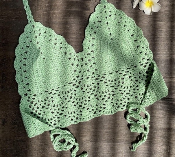 Badpaktop voor dames lichtgroen XS