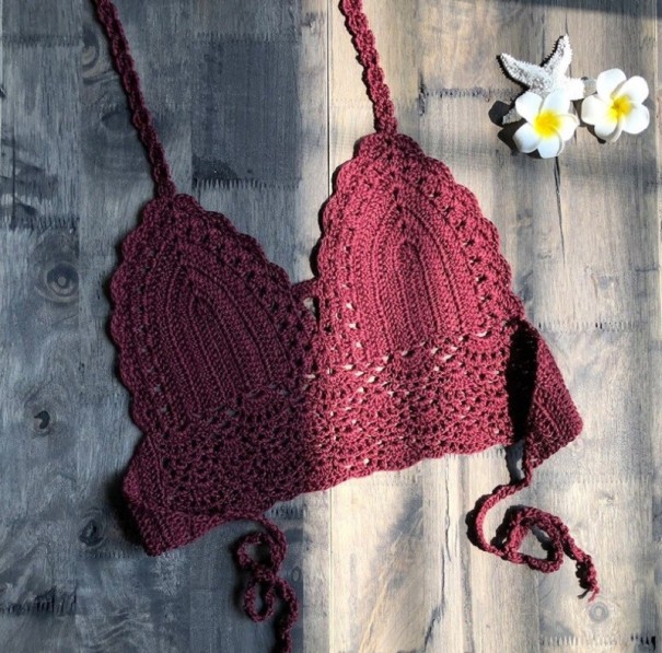Badpaktop voor dames wijnrood XS