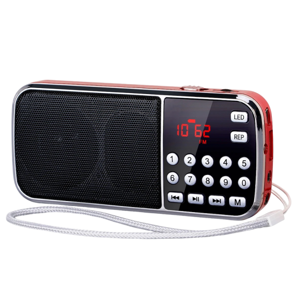 Bærbar AM/FM-radio, lommeradio med Bluetooth og MP3, digital trådløs radio, indbygget LED-lys, 12,6 x 2,5 cm rød