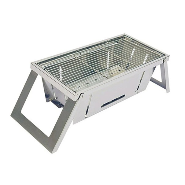Bærbar, foldbar kulgrill i rustfrit stål 57,5 x 21,5 x 17 cm Kompakt og holdbar grill til brug i hjemmet og udendørs 1