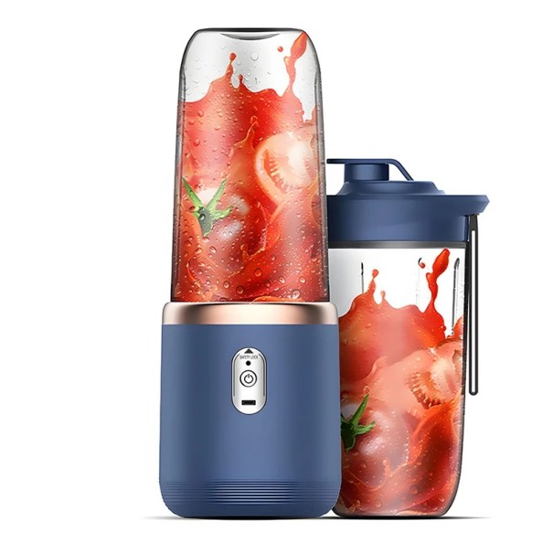 Bærbar frugtblender 21.000 o/min med 2 kopper 400 ml sportslåg Smoothieblender til rejser Hjemmelavede cocktails Juice Fitness blå