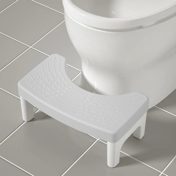 Bærbar rund toiletskammel i plastik, fodstøtte, skridsikker fodstøtte til toilet, fodstøtte til toilet, 39 x 22 x 16 cm grå