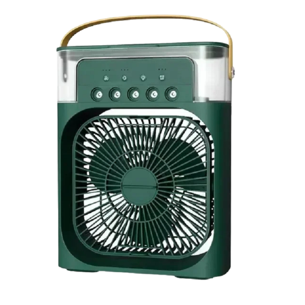 Bærbar ventilator med LED-lys Bærbar luftfugter 3 i 1 25 x 9 x 20 cm 10 W mørkegrøn