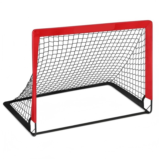Bærbart, foldbart fodboldmål 120 x 90 x 90 cm Træningsnet til børn i haven Vejrbestandigt Sammenklappeligt med bæretaske rød