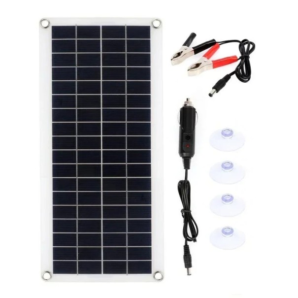Bærbart solpanel 12V med controller 43x12cm soloplader til telefon, bil, campingvogn, MP3-pad, udendørs backup-batteristrøm 1