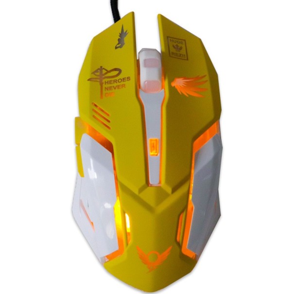 Bagbelyst gamingmus 2400 DPI gul