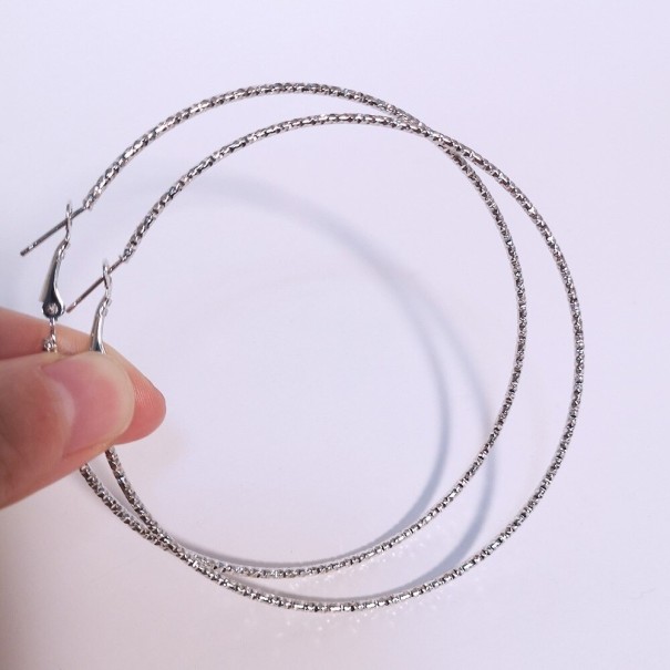 Bågeörhängen för kvinnor G1284 silver 70 mm