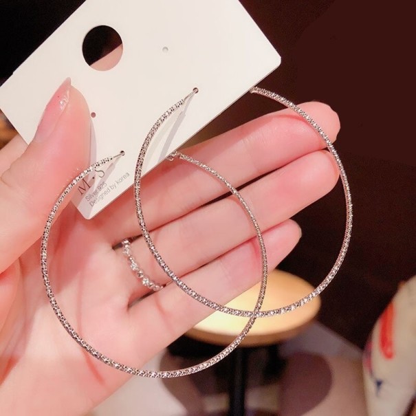 Bågeörhängen för kvinnor G1284 silver 80 mm