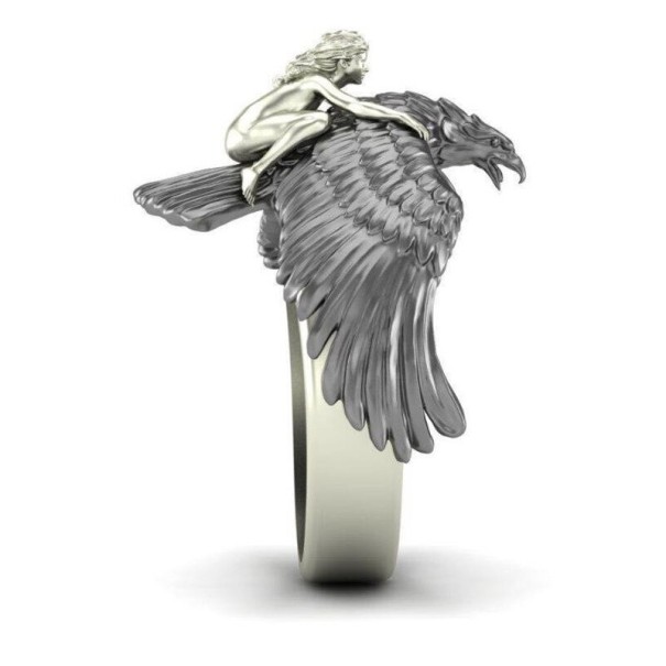 Bague avec aigle argenté 8