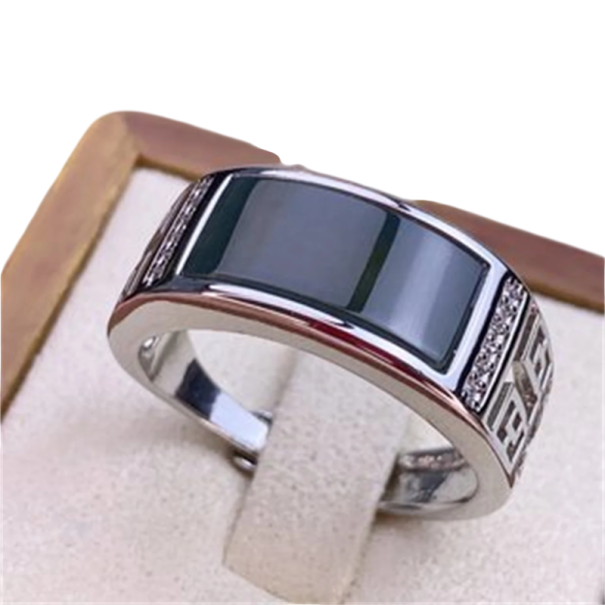 Bague en onyx pour homme avec motif de dragon Taille réglable Matériau hypoallergénique 1