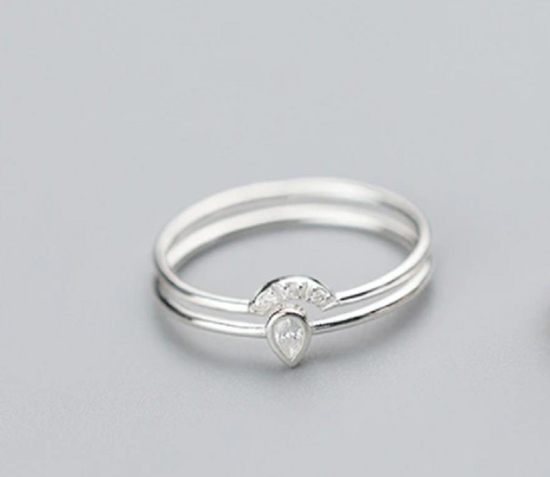 Bague femme 2 pcs D2118 argenté 6