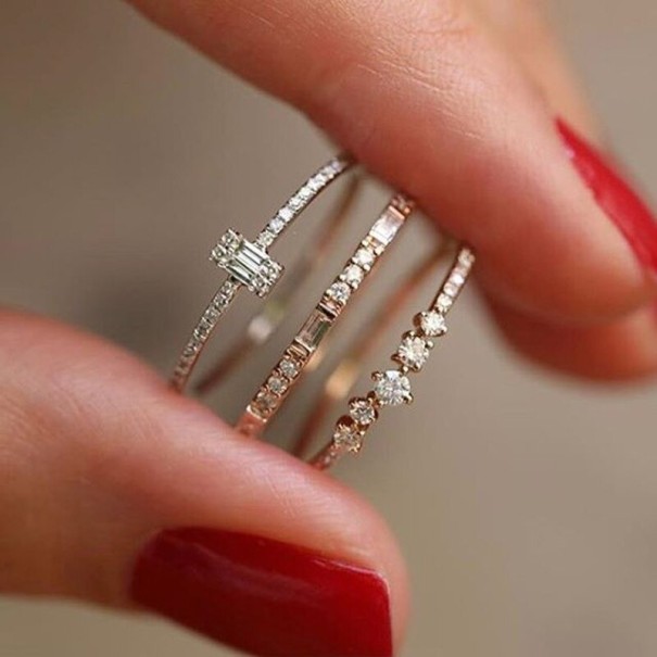 Bague femme 3 pcs D2572 doré 9
