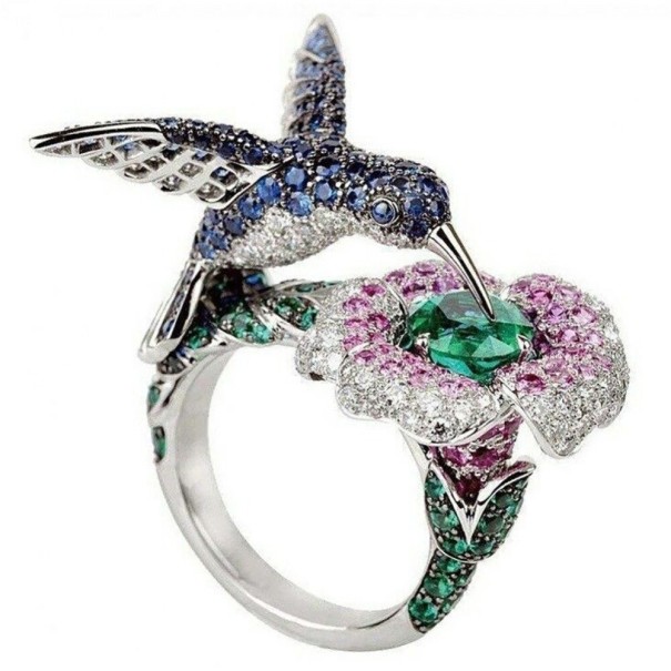 Bague femme avec colibri D2919 6