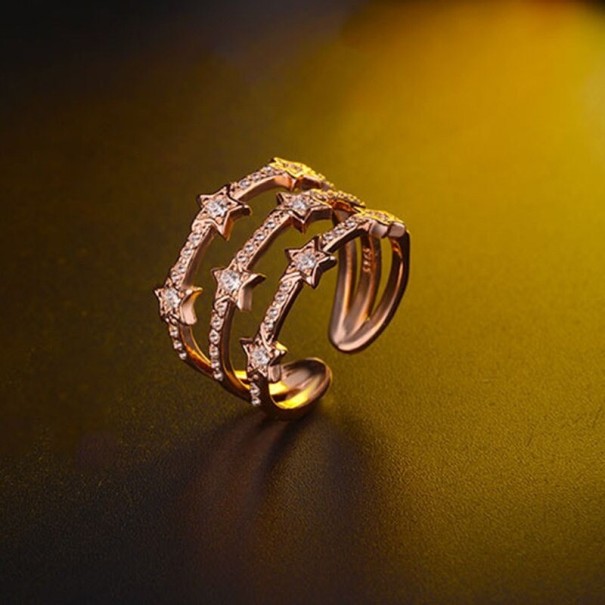 Bague femme avec étoiles D2720 vieux rose