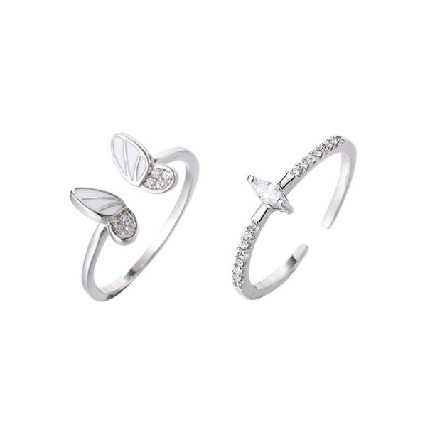 Bague femme papillon 2 pcs 1