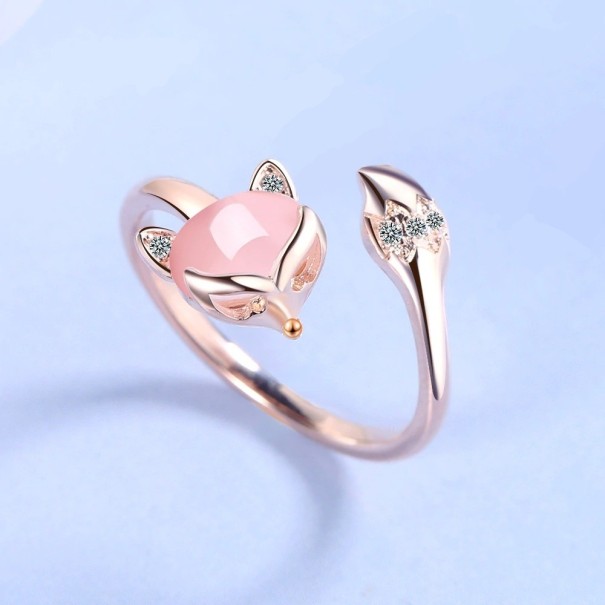 Bague femme renard vieux rose