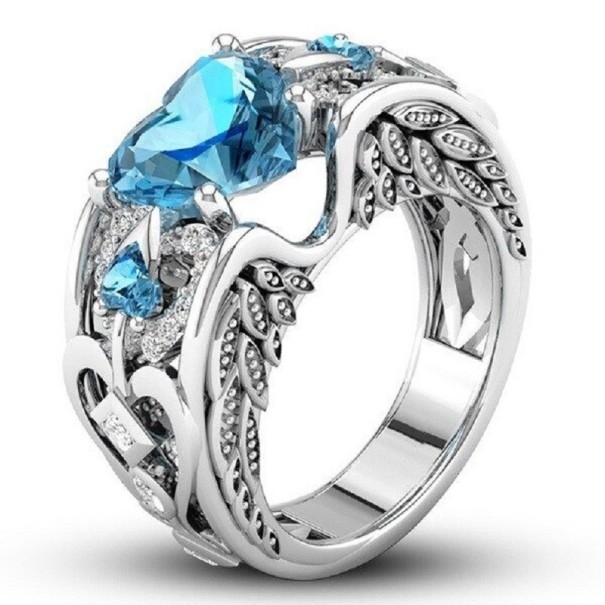 Bague pour femme avec cœur D2516 bleu clair 9