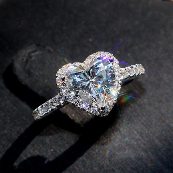 Bague pour femme avec cœur D909 blanc 8