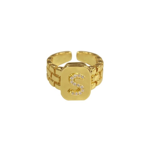 Bague pour femme avec lettre de l'alphabet S