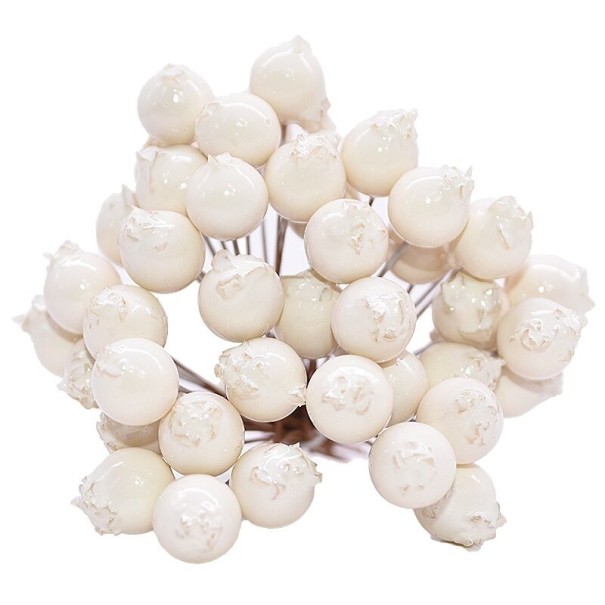 Baies décoratives artificielles 50 pièces blanc