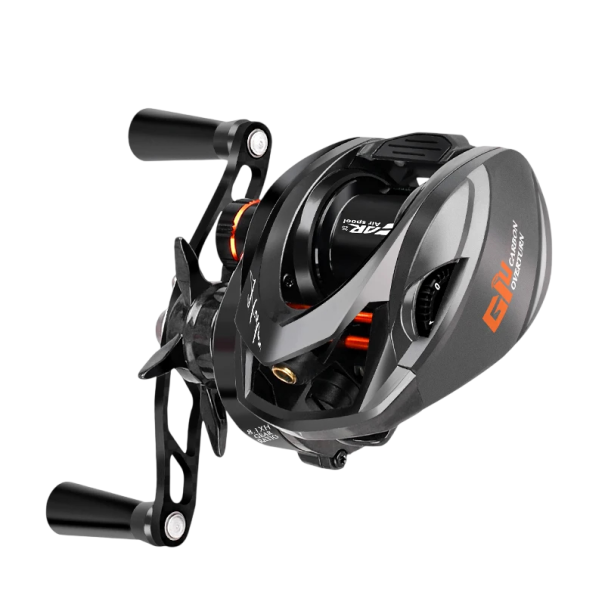 Baitcastingový naviják pro levou ruku s převodem 8,1:1 a 6+1 ložisky Brzdná síla 4 kg Karbonové tělo Návin 75 cm na otáčku na přívlač 1