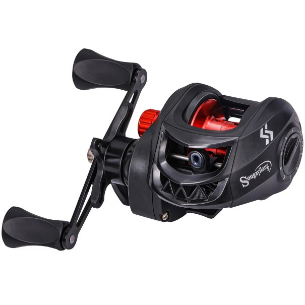 Baitcastingový naviják pro pravou ruku s magnetickou brzdou 0-9 Převod 7,2:1 Brzdná síla 8 kg Hliníková cívka 13 x 11 x 4,8 cm na rybaření červená