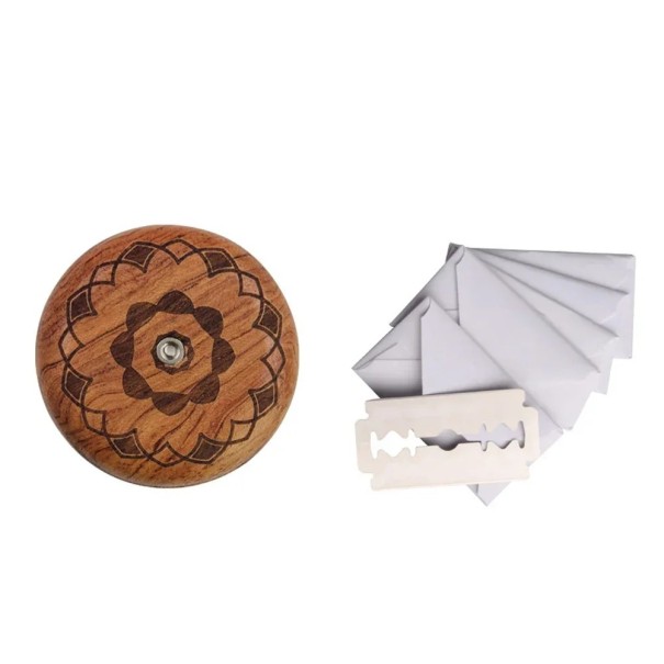 Baktset met decoratief snijwiel van 4,5 cm met mandala patroon en verwisselbare mesjes voor nauwkeurige decoratie van brood en deeg 1