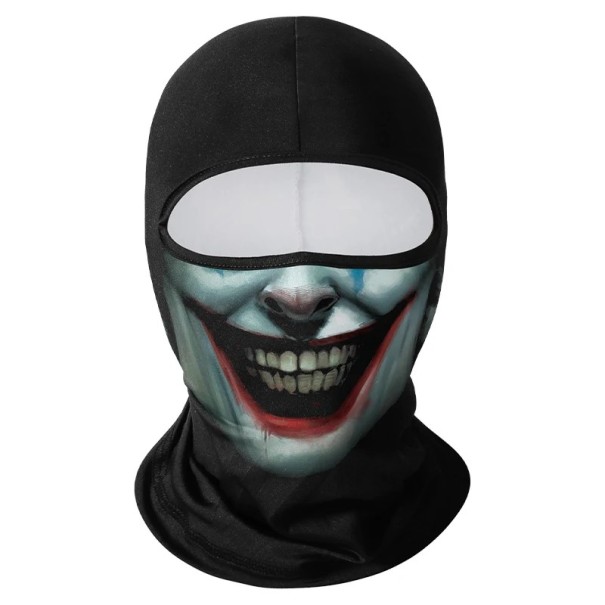 Balaclava balaclava com motivo de cara de fantasma sorridente 42,5 x 23 cm poliéster preto proteção do rosto contra o sol e poeira 1