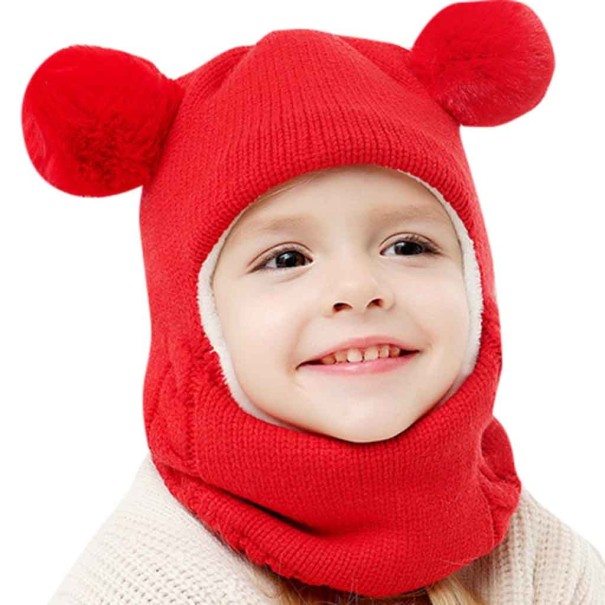 Balaclava de iarnă tricotată pentru copii roșu