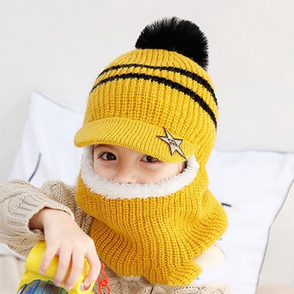 Balaclava de inverno para crianças com viseira amarelo