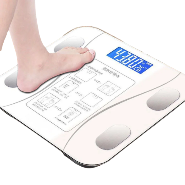Balance personnelle numérique Balance personnelle intelligente avec thermomètre, 200 kg blanc
