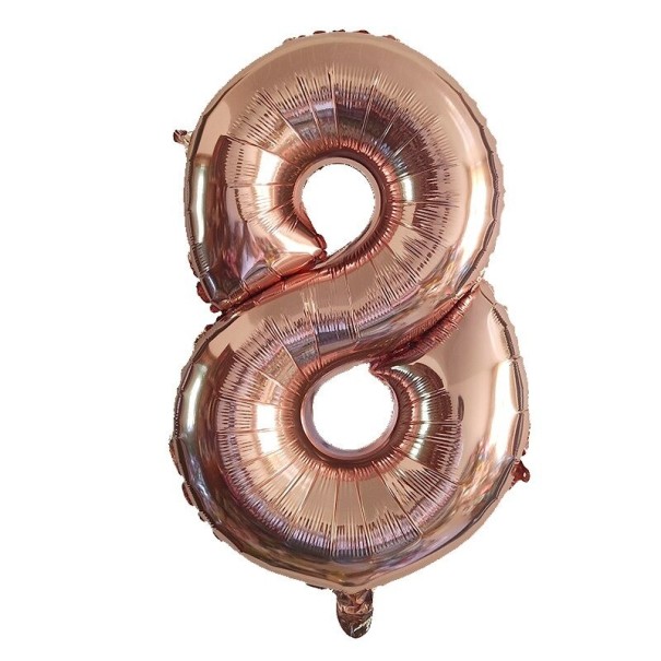Balão de aniversário rosa dourado com o número 40 cm 8