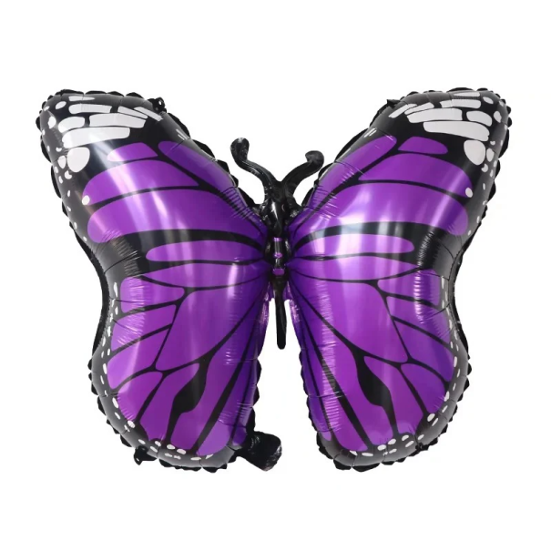 Balão de Folha 70 x 53 cm Em forma de borboleta Decoração para festas e comemorações Balão insuflável de folha resistente para enchimento com hélio ou ar roxo
