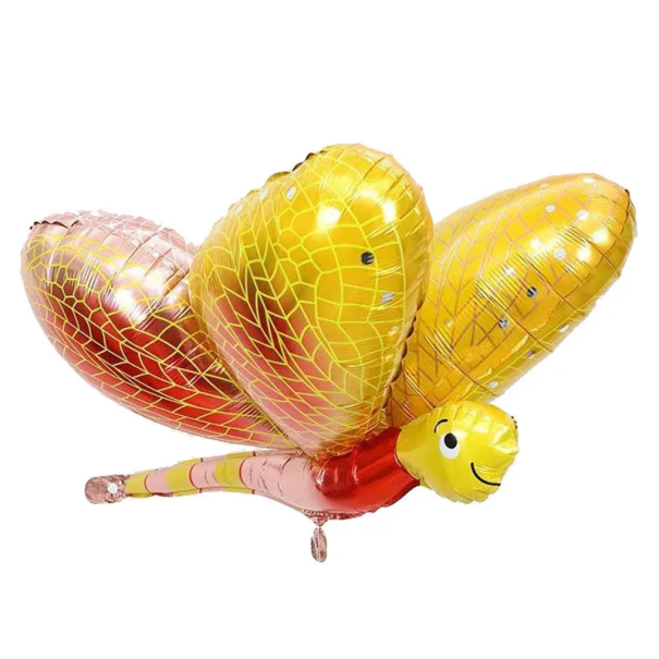 Balão de Folha 99 x 60 cm em Forma de Borboleta com Rosto Alegre Decoração Inflável para Festa de Aniversário Decoração de Festa amarelo