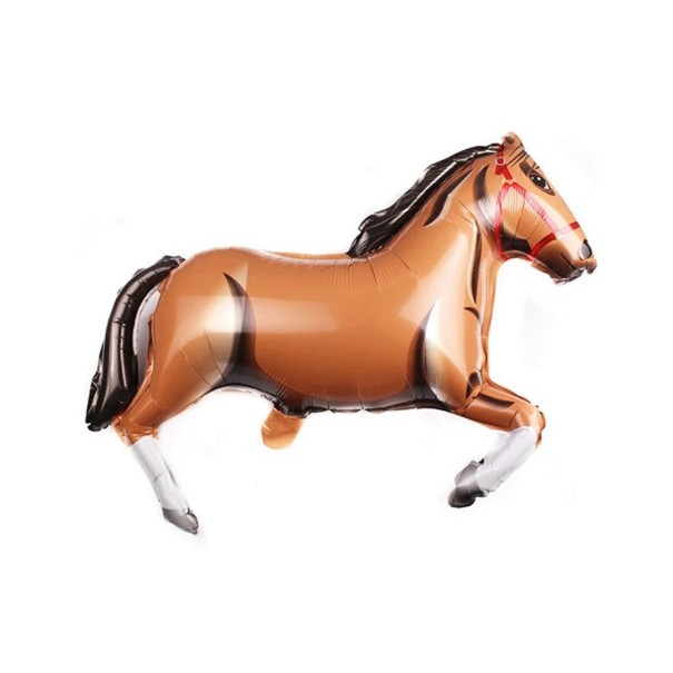 Balão de folha em forma de cavalo 83 × 58 cm Balão de festa decorativo com motivo de cavalo para festas de crianças e decoração de aniversário temática castanho