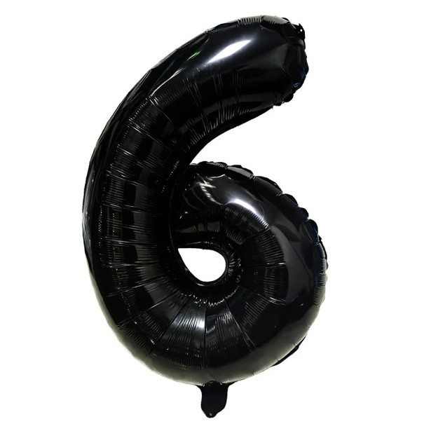 Balão de folha número 6 81,3 cm balão decorativo preto em forma de dígito decoração de festa de aniversário e de celebração 1