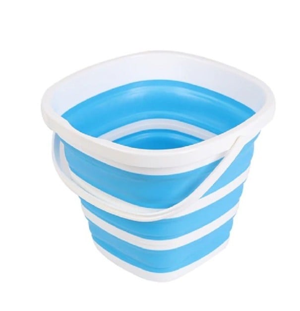 Balde dobrável de silicone 10 l azul claro
