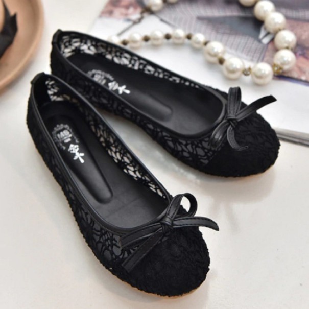 Balerinas de renda para senhora com laço J1115 preto 38