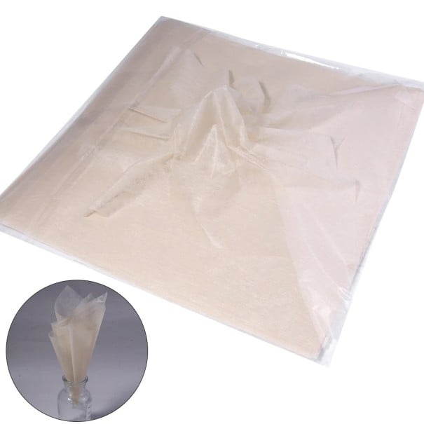 Baliaci papier na kvety sada 38 ks 30x30 cm polopriesvitný bavlnený materiál farebný floristický obal na darčeky a kytice béžová