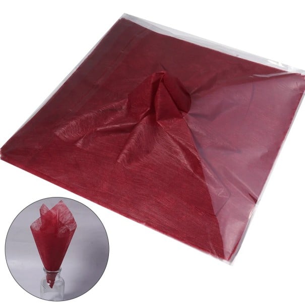 Baliaci papier na kvety sada 38 ks 30x30 cm polopriesvitný bavlnený materiál farebný floristický obal na darčeky a kytice červená