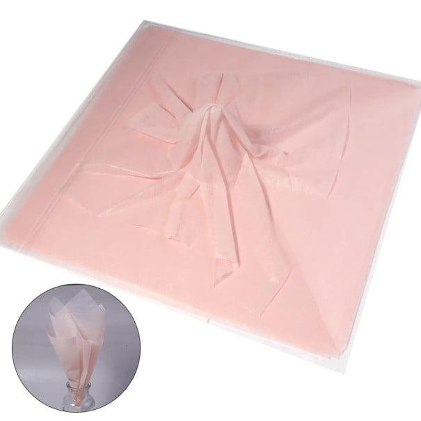 Baliaci papier na kvety sada 38 ks 30x30 cm polopriesvitný bavlnený materiál farebný floristický obal na darčeky a kytice marhuľová